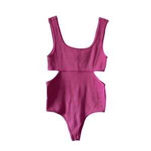 Sage & Stone Purple Pink Ribbed  Cutout Bodysuit Size L/XL